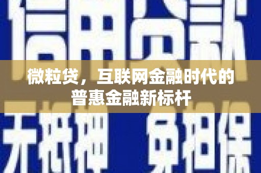 西昌微粒贷，互联网金融时代的普惠金融新标杆