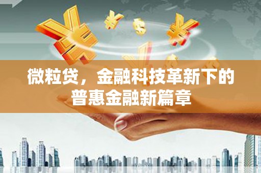 西昌微粒贷，金融科技革新下的普惠金融新篇章