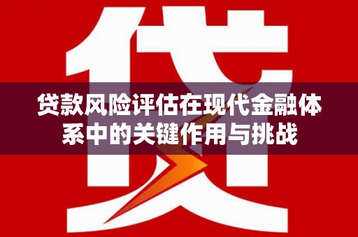 西昌贷款风险评估在现代金融体系中的关键作用与挑战