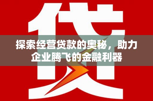 西昌探索经营贷款的奥秘，助力企业腾飞的金融利器