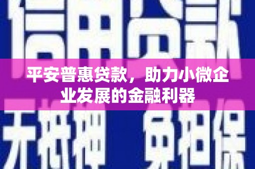 西昌平安普惠贷款，助力小微企业发展的金融利器