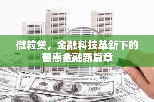 西昌微粒贷，金融科技革新下的普惠金融新篇章