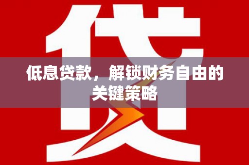西昌低息贷款，解锁财务自由的关键策略