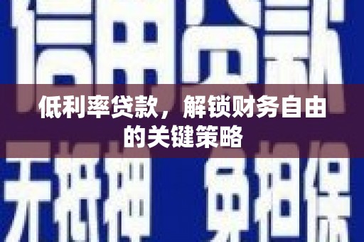 西昌低利率贷款，解锁财务自由的关键策略