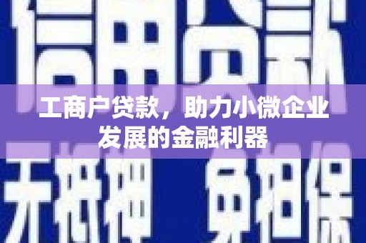 西昌工商户贷款，助力小微企业发展的金融利器