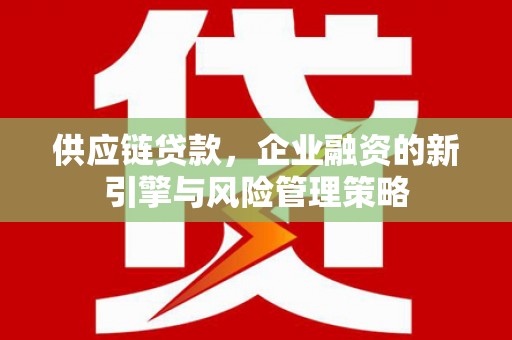 西昌供应链贷款，企业融资的新引擎与风险管理策略