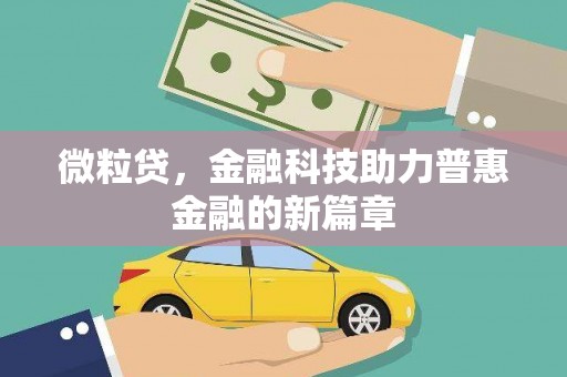西昌微粒贷，金融科技助力普惠金融的新篇章
