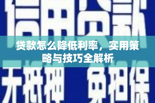 西昌贷款怎么降低利率，实用策略与技巧全解析