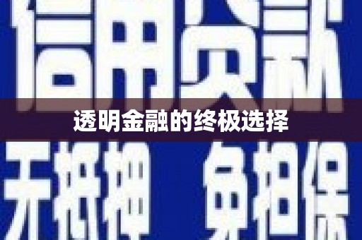 西昌透明金融的终极选择